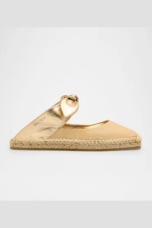 Jimmy Choo Reka Raffia and Leather Flats