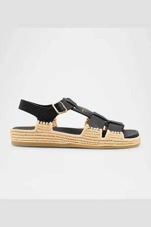 Prada Leather Fisherman Espadrille Sandals