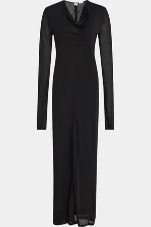Totême Fringed V-Neck Long-Sleeve Maxi Dress