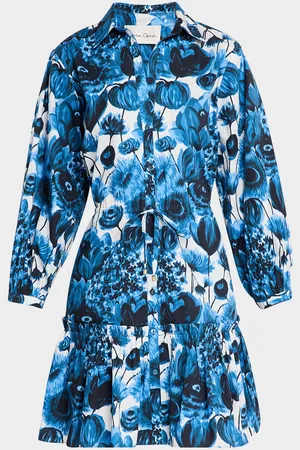Cara Cara Robin Puff-Sleeve Floral Poplin Mini Dress