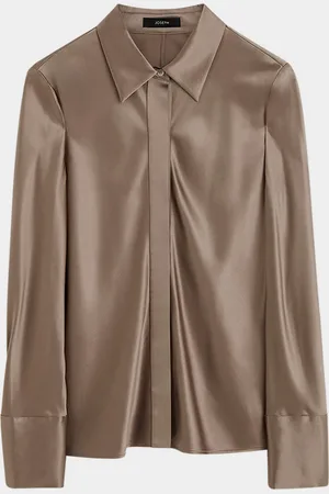 Joseph Brunel Button-Down Silk Satin Blouse
