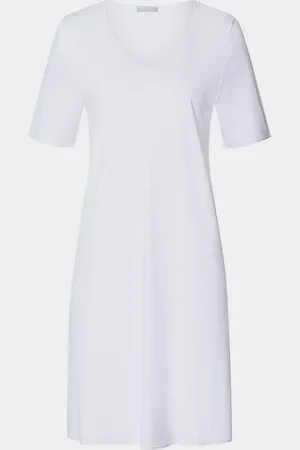 Hanro Silk-Trim Mercerized Cotton Nightgown