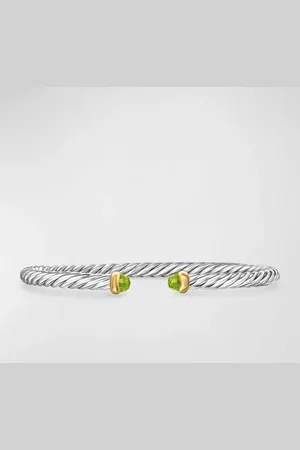 David Yurman Cable Flex Bracelet with Gemstone in Silver and 14K Gold, 4mm