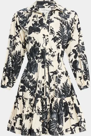 Cara Cara Robin Puff-Sleeve Floral Poplin Mini Dress