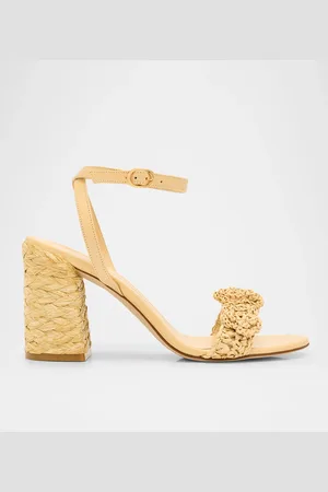 Stuart Weitzman Magnolia Floral Raffia Ankle-Strap Sandals