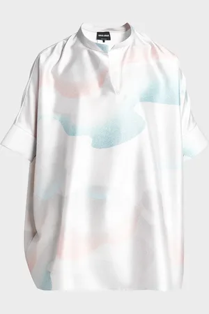 Giorgio Armani Wave-Print Oversized Silk Blouse