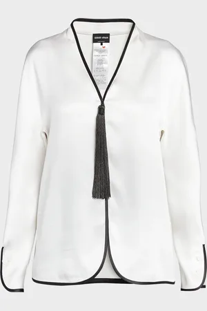 Giorgio Armani Tassel Silk Blouse with Contrast Tipping