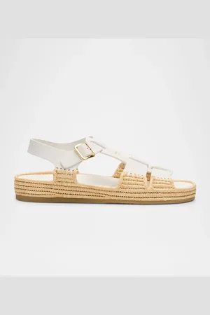 Prada Leather Fisherman Espadrille Sandals