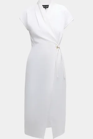 Giorgio Armani Silk Wrap Midi Dress with Tie Detail
