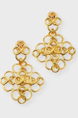 Kenneth Jay Lane 22K Yellow Fancy Swiss Clip-On Drop Earrings