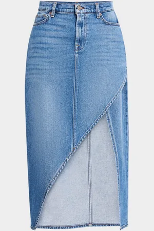 7 for all Mankind Libby Asymmetric Denim Midi Dress