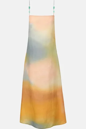 Staud Laura Beaded-Strap Linen Maxi Dress