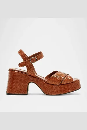 La Canadienne Pico Woven Leather Ankle-Strap Platform Sandals