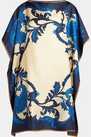 Etro Leaf-Print Silk Poncho