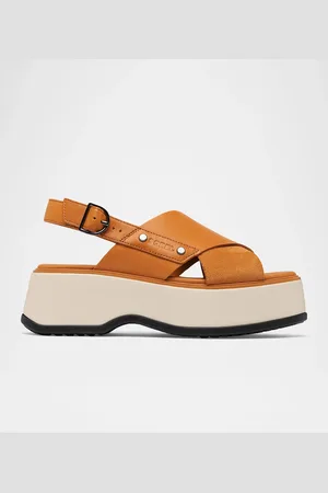 sorel Dayspring Mixed Leather Crossover Comfort Sandals