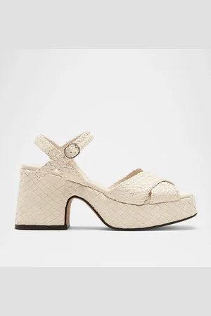La Canadienne Pico Woven Leather Ankle-Strap Platform Sandals