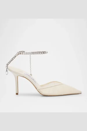 Jimmy Choo Saeda Ruched Crystal Ankle-Strap Pumps