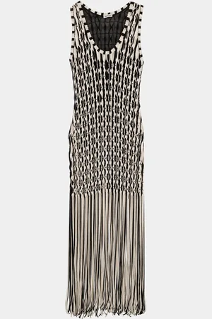 Simkhai Sonia Woven Fringe Tank Dress