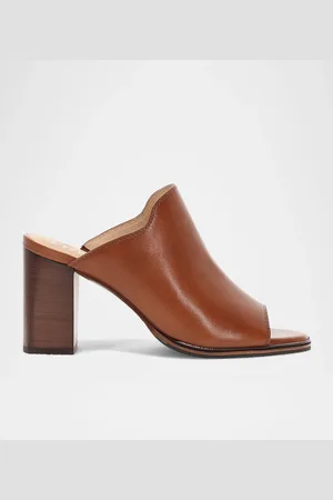 Frye Stella Leather Block-Heel Mule Sandals