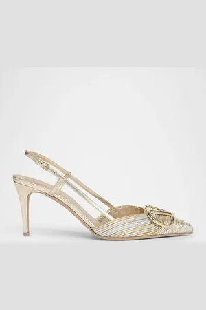 VALENTINO GARAVANI VLogo Two-Tone Metallic Slingback Pumps