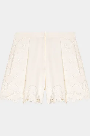 Maje Itela Embroidered Linen-Blend Shorts