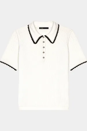 Maje Mind Rib-Knit Polo