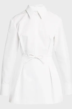 VALENTINO GARAVANI Bow-Waist Long-Sleeve Mini Shirtdress