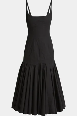 Jacquemus Agave Drop-Waist Pleated Flare Midi Dress