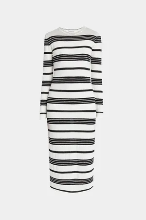 Moncler Stripe Long-Sleeve Midi Dress
