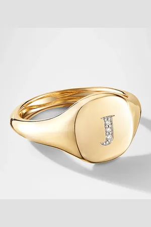 David Yurman Mini DY Pinky Ring in 18K Yellow Gold with Diamonds
