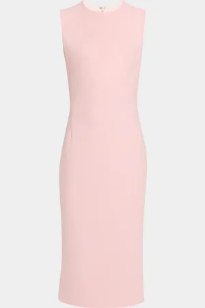 Sergio Hudson Sleeveless Pleated-Back Fitted Midi Dress