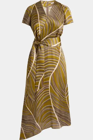 Santorelli Haley Abstract-Print Faux Wrap Midi Dress