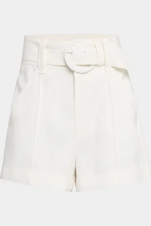 Cinq A Sept Aldi Belted High-Rise Stitched Shorts