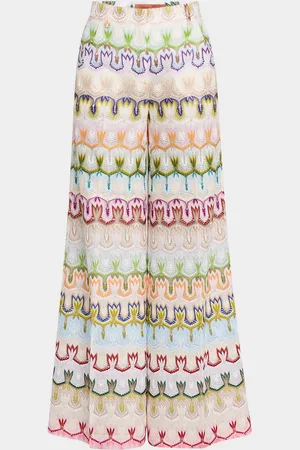 Missoni Multi-Color Crochet Knit Wide-Leg Trousers