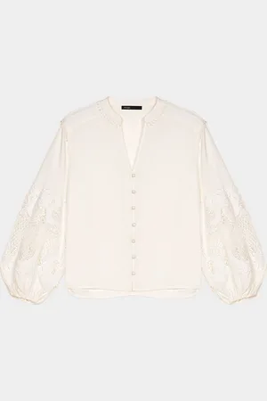 Maje Ciolela Embroidered-Sleeve Blouse