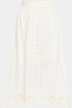 Marie Oliver Vandy Eyelet-Embroidered Cotton Midi Skirt