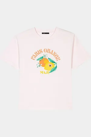 Maje Orange Graphic T-Shirt