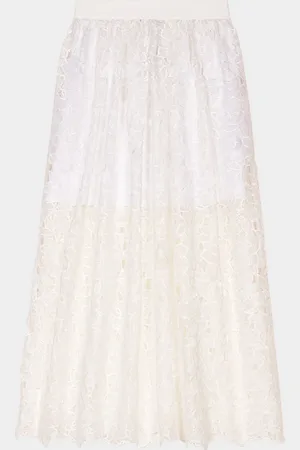 Maje Jiblanche Lace Guipure Midi Skirt