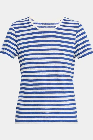 Majestic Striped Crewneck Stretch Linen Top