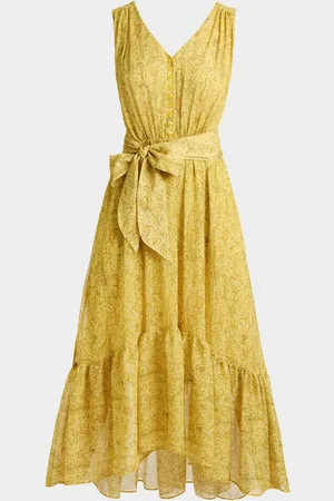 Santorelli Flounce Floral-Print Georgette Midi Dress