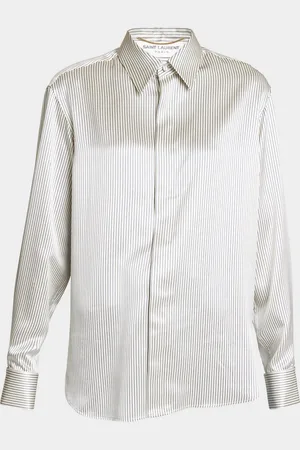 Saint Laurent Striped Satin Button-Front Blouse