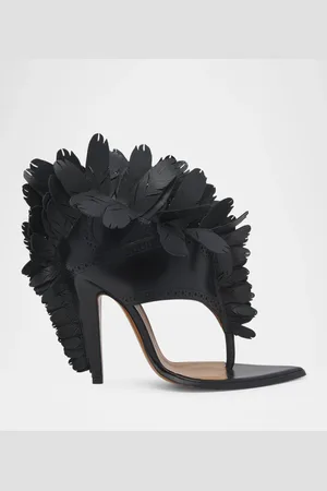 Alexander McQueen Leather Feather Thong Sandals