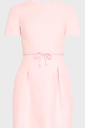 VALENTINO GARAVANI Bow-Waist Crepe Short-Sleeve Mini Dress