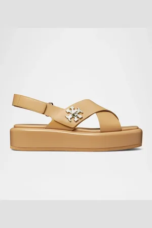 Tory Burch Crisscross Leather Slingback Platform Sandals
