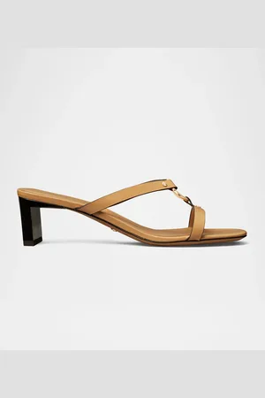 Tory Burch Leather Ring Heeled Slide Sandals