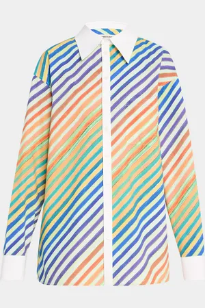 Christopher John Rogers Striped Bias Button-Down Shirt
