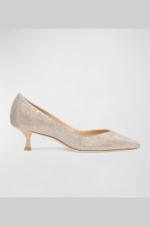 Stuart Weitzman Eva Metallic Kitten-Heel Pumps
