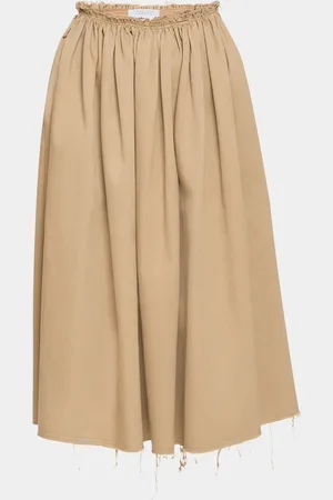 GABRIELA HEARST Chiara Frayed Poplin Midi Skirt