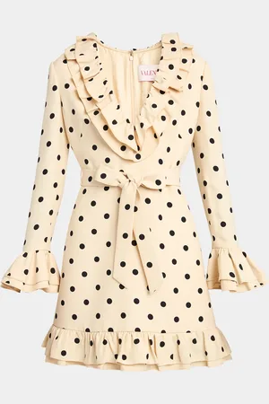 VALENTINO GARAVANI Ruffle Polka Dot Belted Mini Dress