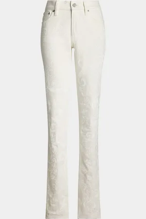 Ralph Lauren Barrett Floral Painted Slim-Leg Jeans